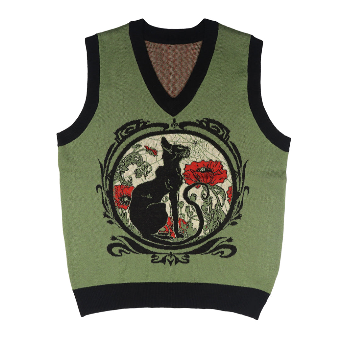 Crossbones Knit V-Neck Vest main image 1