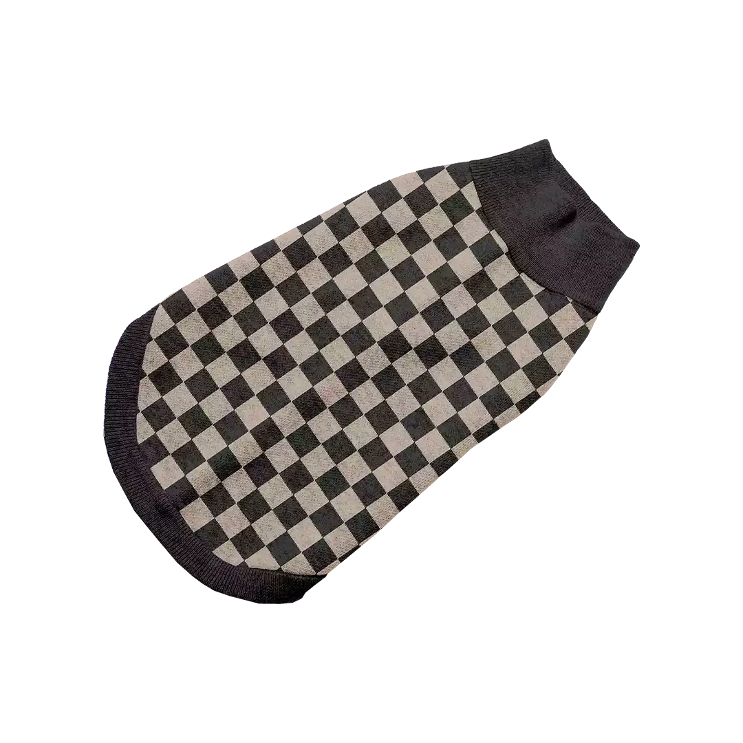Vintage Grid Checkerboard Pet Sweater
