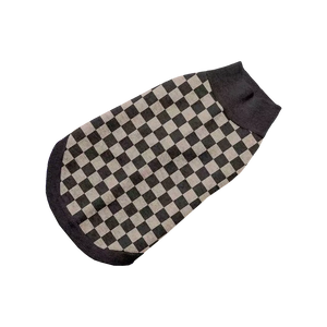 Black and cream checkerboard pet sweater, trendy and fun