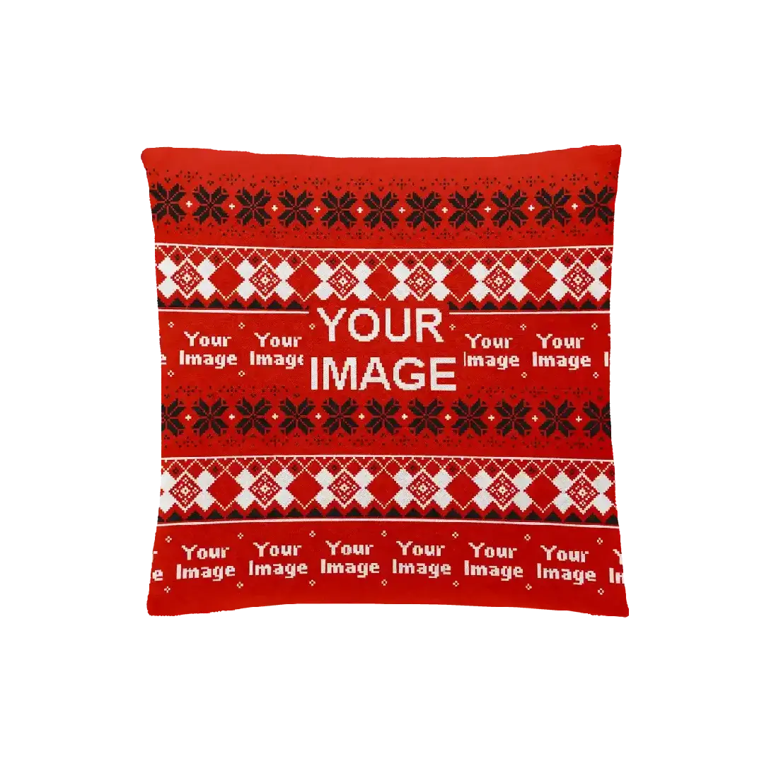 Crimson Bow Ribbons Christmas Pillow