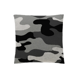Black, grey, and white camouflage pillow case, sleek and modern