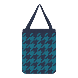 Navy and light blue houndstooth tote bag, sleek and modern for casual or semi-formal style