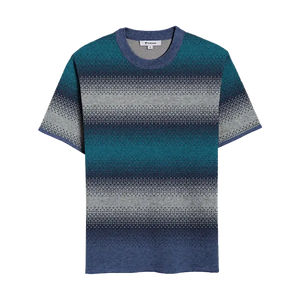 Navy, blue, and grey gradient stripe t-shirt, sleek and contemporary
