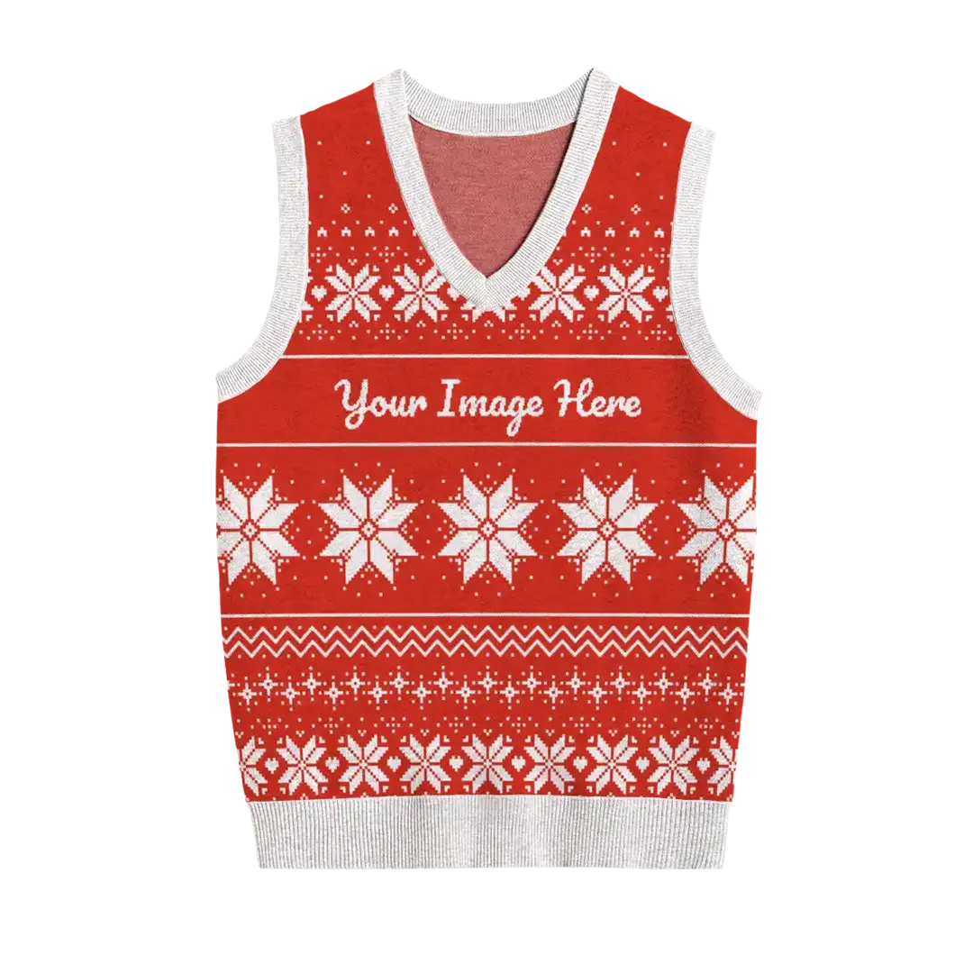 Vibrant Red Christmas Knit Vest