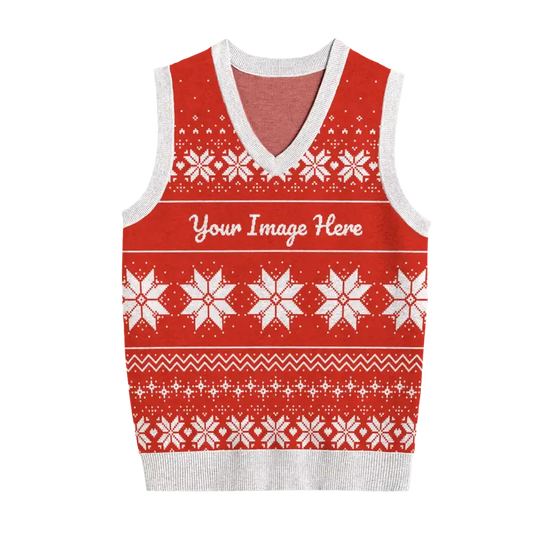 Vibrant Red Christmas Knit Vest