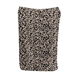 Cream leopard print blanket with bold black spots