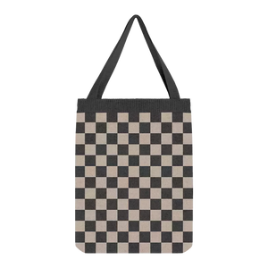 Black and cream checkerboard tote bag, timeless and trendy