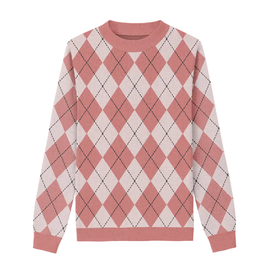 Soft Pink Argyle Sweater