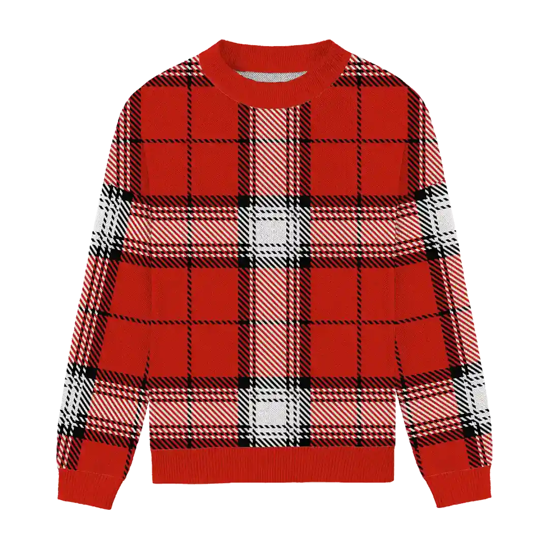 Neon Ember Plaid Relaxed Fit Sweater