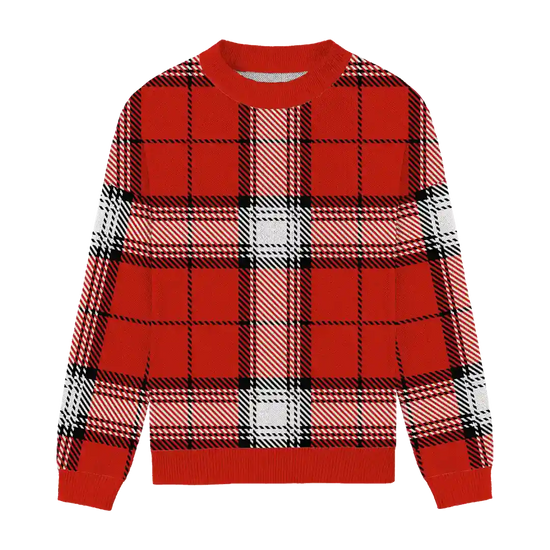 Neon Ember Plaid Relaxed Fit Sweater