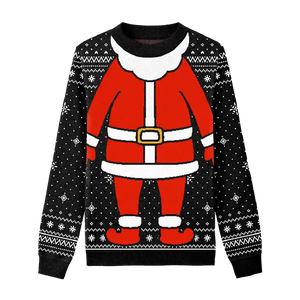I am the Santa Holiday Sweater – This playful sweater turns you into Santa Claus with its festive design. 