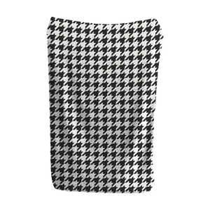 Black and white houndstooth blanket with a clean, modern look