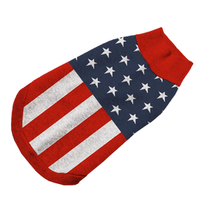 Pet sweater with American flag design in red, white, and blue