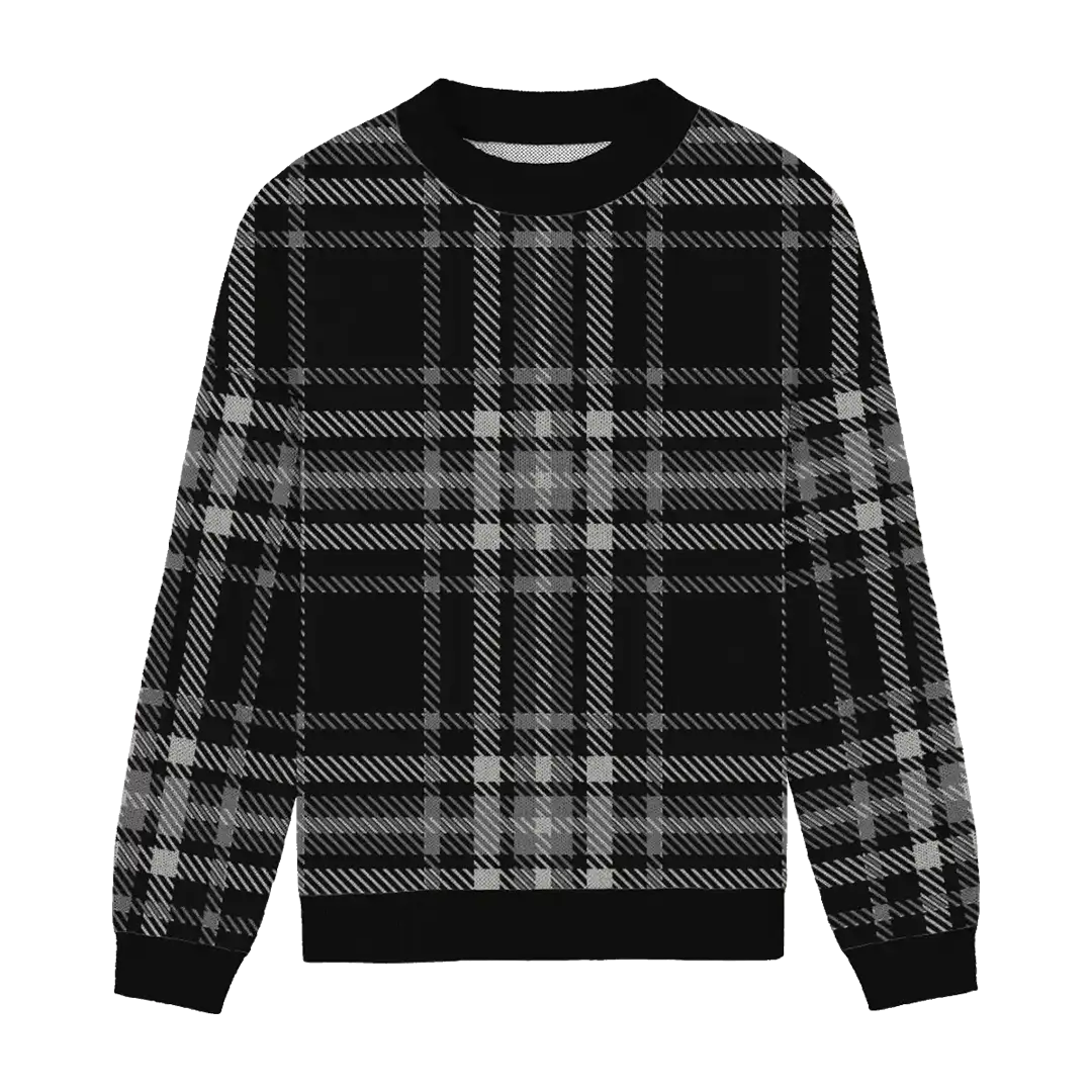 Gridline Noir Relaxed Fit Sweater