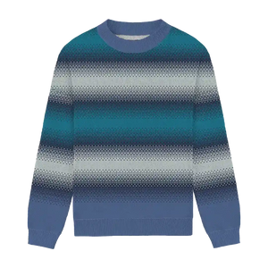 Navy, blue, and grey horizontal gradient relaxed-fit sweater, modern and cozy