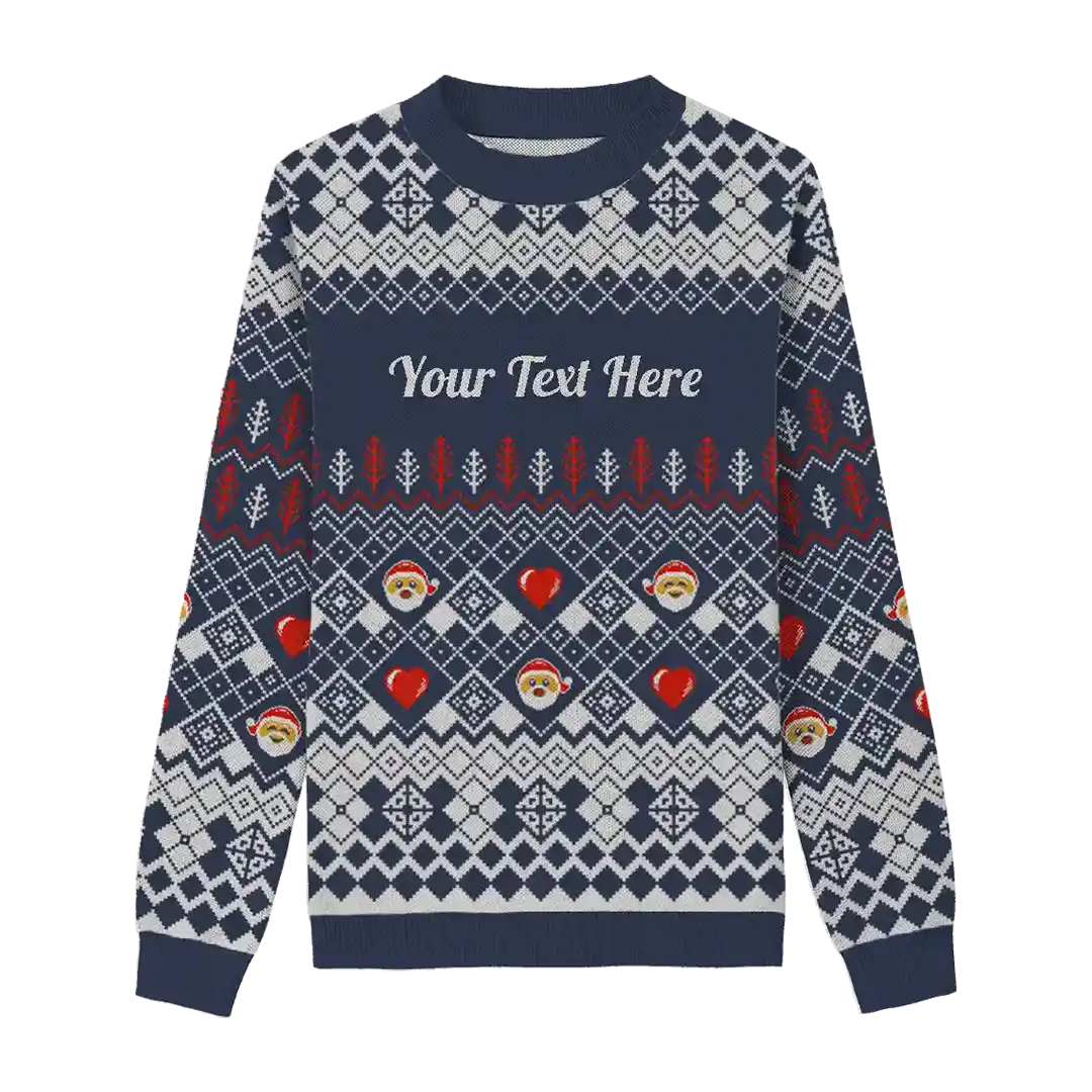Navy Santa Heart Christmas Sweater