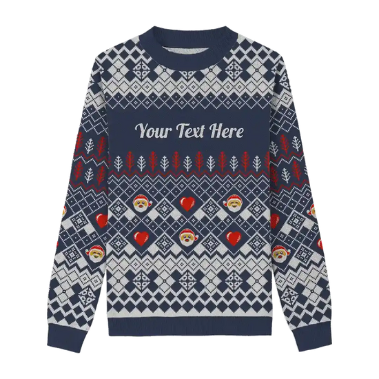 Navy Santa Heart Christmas Sweater