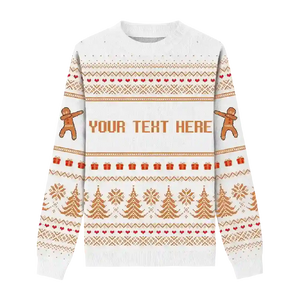 Gingerbread Cheer Christmas Sweater. Featuring a bold black background with cute gingerbread design.