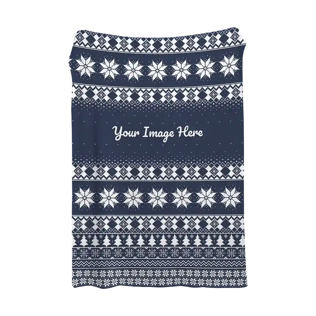 Navy Flurry Christmas Blanket