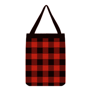 Black and red plaid tote bag, cozy and rustic for fall or holidays