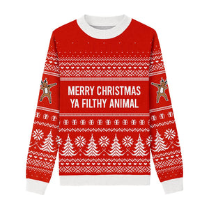 Merry Christmas Ya Filthy Animal Custom Knit Pullover Sweater