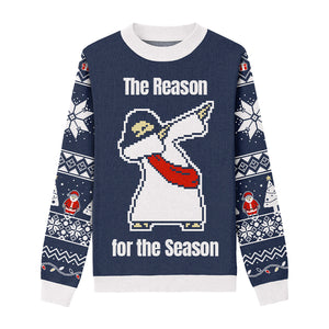 Jesus Dab Dance Custom Knit Pullover Sweater