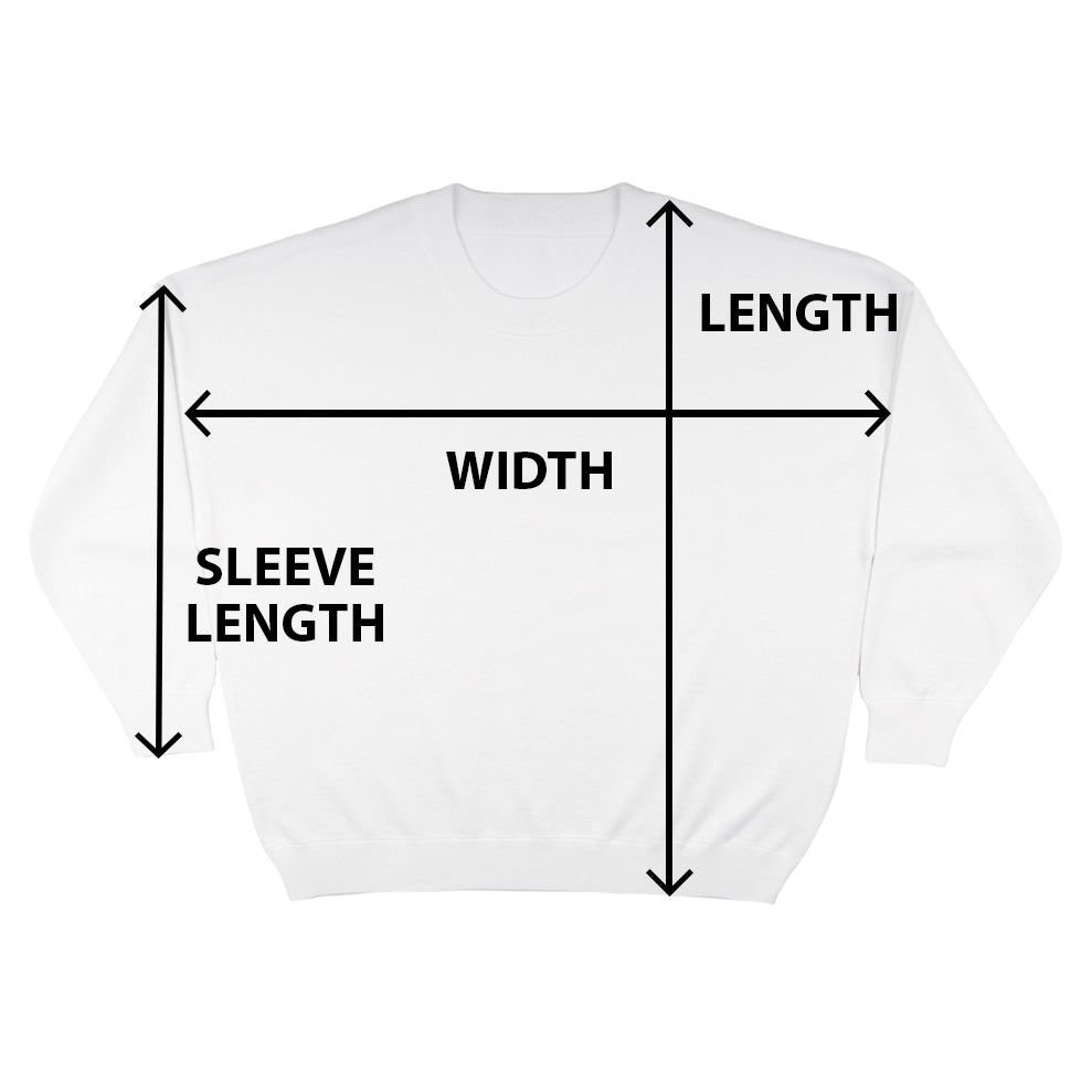 Unisex Plus Size Crewneck Sweater Size Chart Measurement Guide