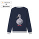 {Back} of {Blue Fowl Play Sweater} from {Knitwise}