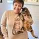 {Front} of {Taupe Full-Body Custom Pet Sweater} from {Knitwise}