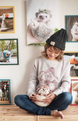 {Front of Grey Ichigo Cake Sweater from Knitwise}