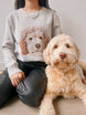 {Front of Grey Portrait Only Custom Pet Sweater from Knitwise}