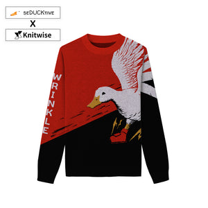 Front of Red Duck and Cover Sweater from Knitwise
