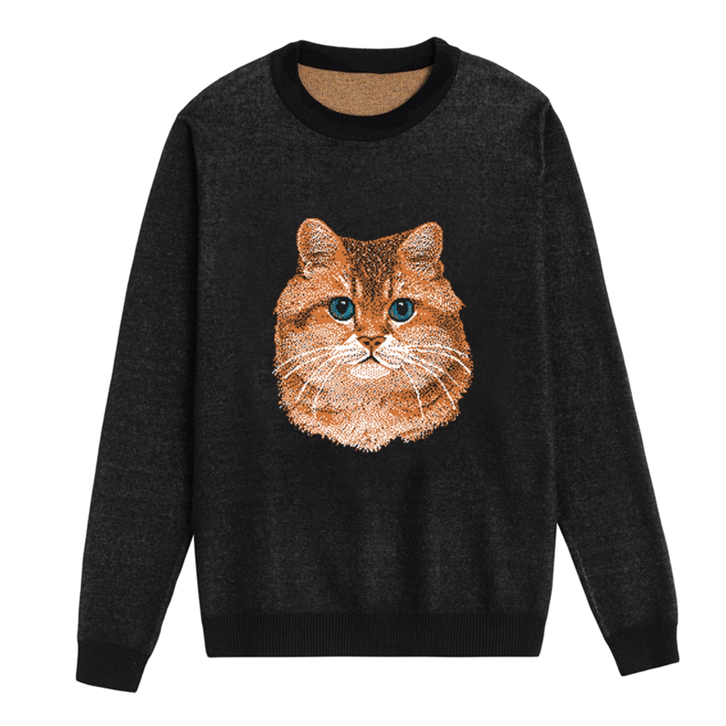 Front of Black Hosico, the Noble Floof Sweater from Knitwise