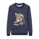{Front of Navy Playful Messi Sweater from Knitwise}