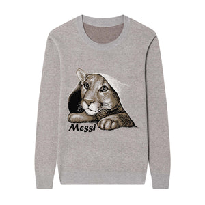 Front of Grey Playful Messi Sweater from Knitwise