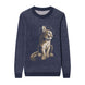 {Front of Navy Stylish Messi Sweater from Knitwise}