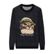 {Front of Black Ringo the Purrger Sweater from Knitwise}