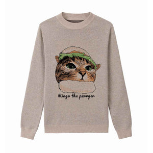 Front of Bone Ringo the Purrger Sweater from Knitwise