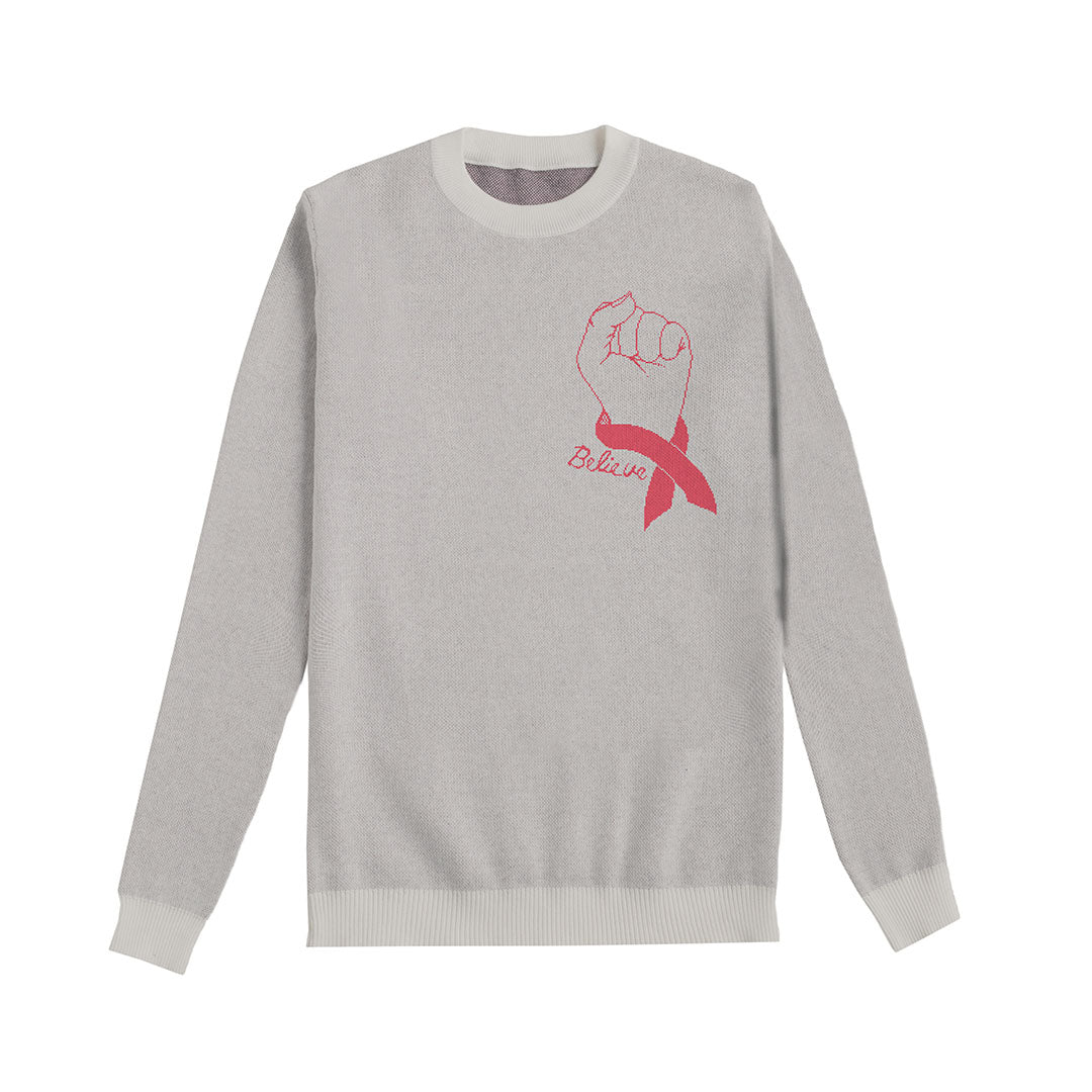 BELIEVE IN THE CURE Breast Cancer Awareness Sweater