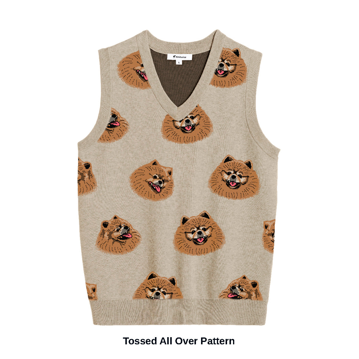 Custom All Over Pattern Sweater Vest | Knitwise Two Pets / Rust