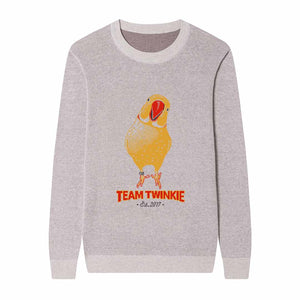 Front of Twinkie the Parrot Sweater from Knitwise